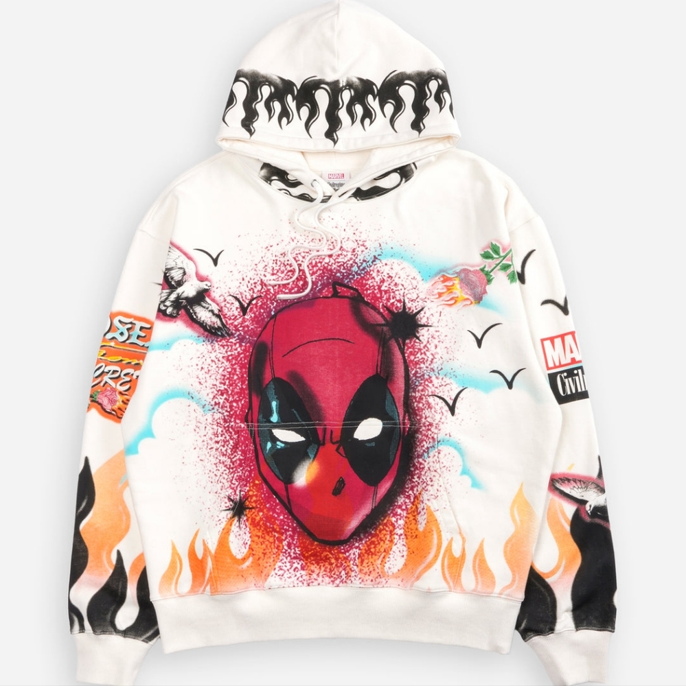Civil Regime DEADPOOL AIRBRUSH REGIME HOODIE IN BUTTER